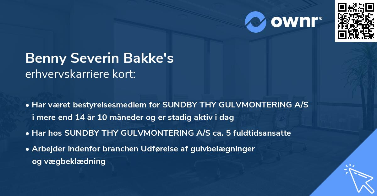 Benny Severin Bakke's erhvervskarriere kort