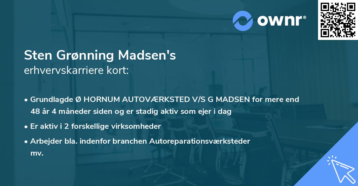 Sten Grønning Madsen's erhvervskarriere kort