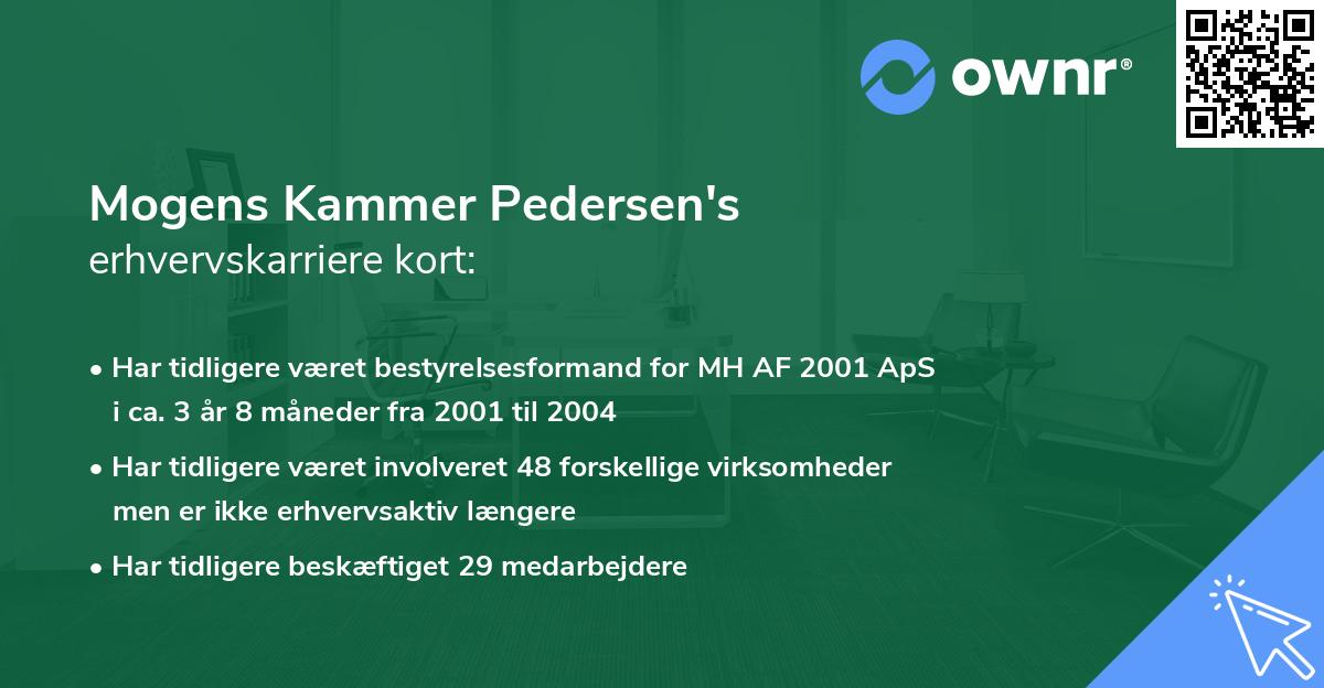 Mogens Kammer Pedersen's erhvervskarriere kort
