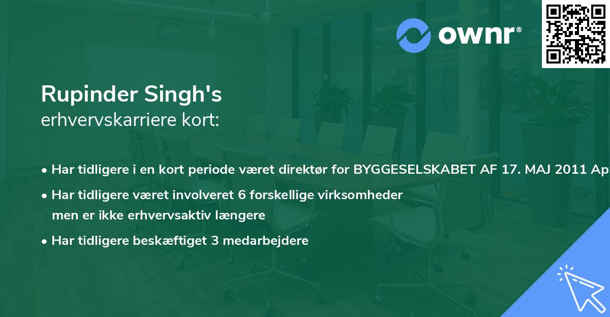 Rupinder Singh's erhvervskarriere kort