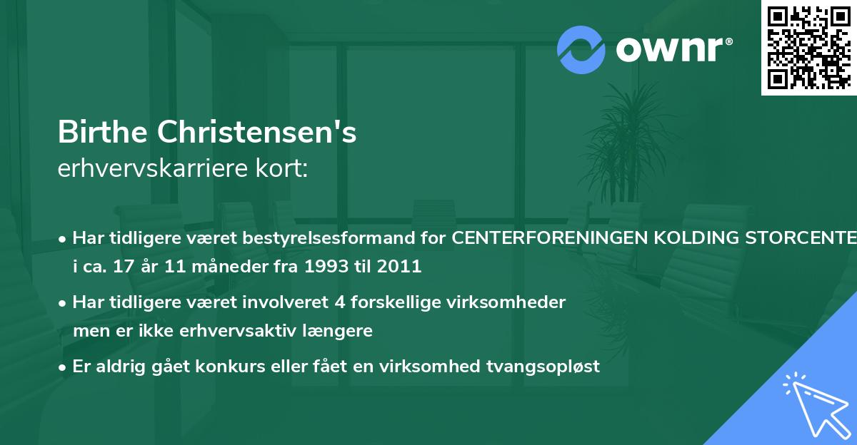 Birthe Christensen's erhvervskarriere kort