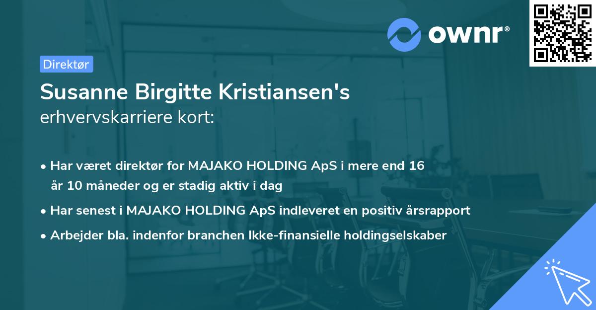 Susanne Birgitte Kristiansen's erhvervskarriere kort