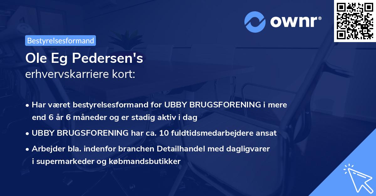 Ole Eg Pedersen's erhvervskarriere kort