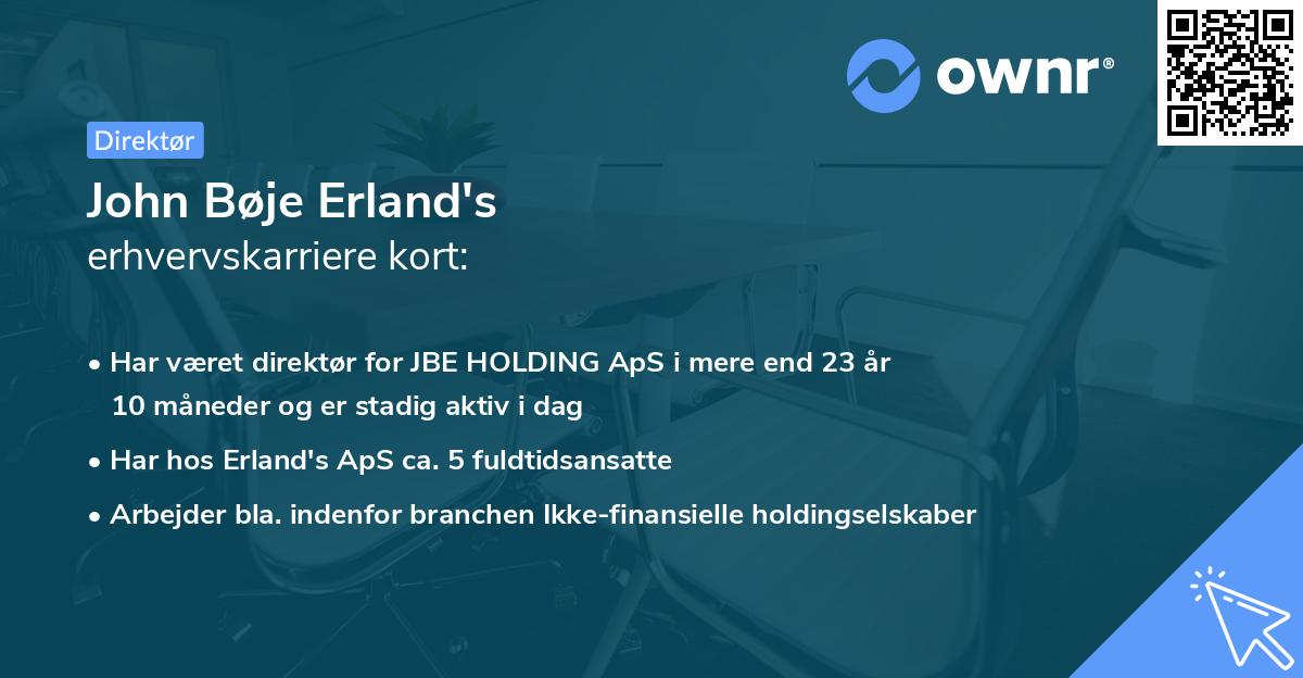 John Bøje Erland's erhvervskarriere kort