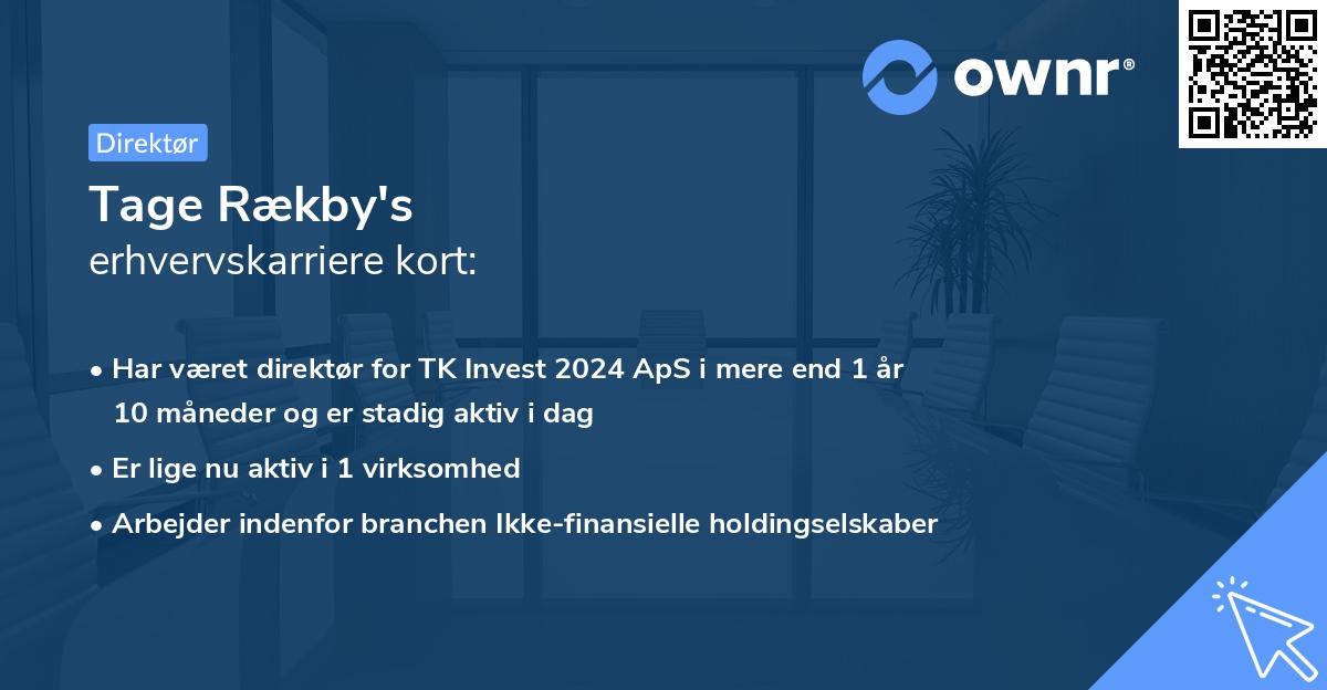 Tage Rækby's erhvervskarriere kort