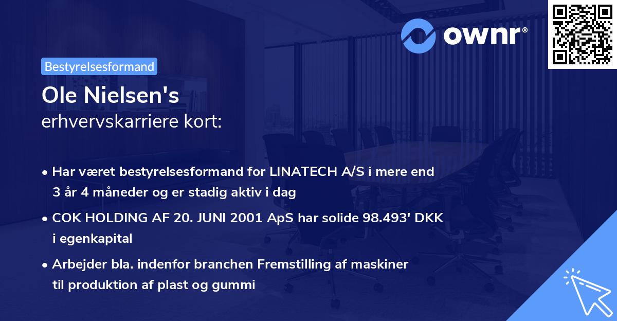 Ole Nielsen's erhvervskarriere kort