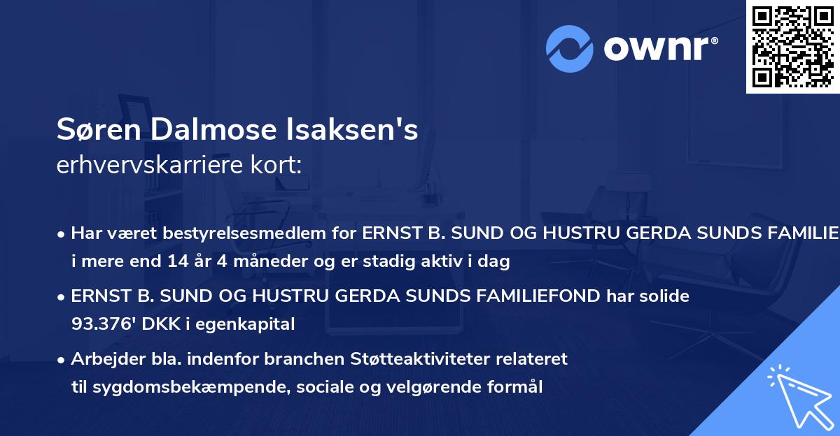 Søren Dalmose Isaksen's erhvervskarriere kort
