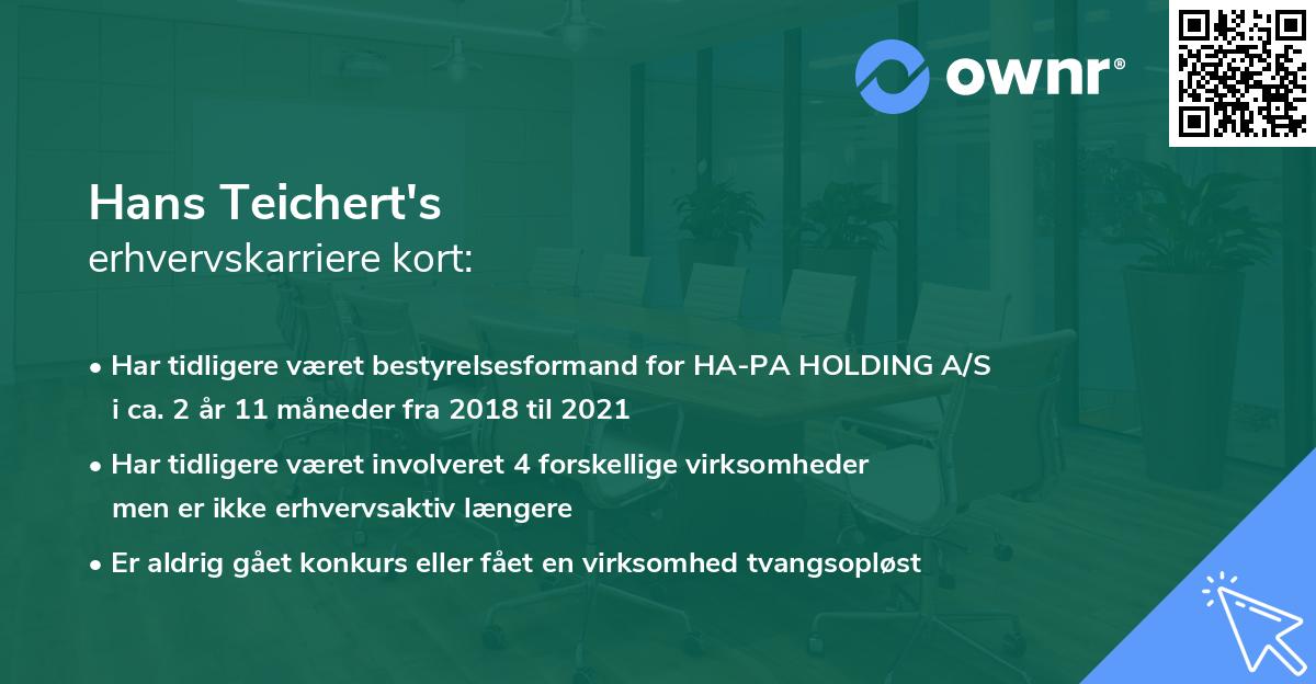Hans Teichert's erhvervskarriere kort
