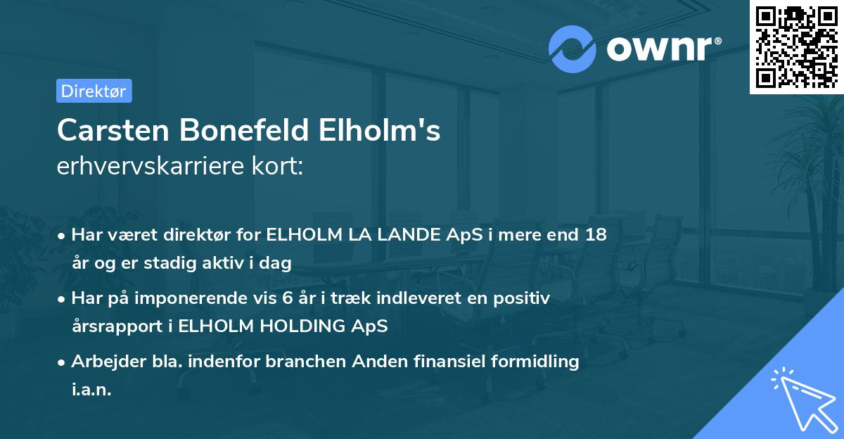 Carsten Bonefeld Elholm's erhvervskarriere kort