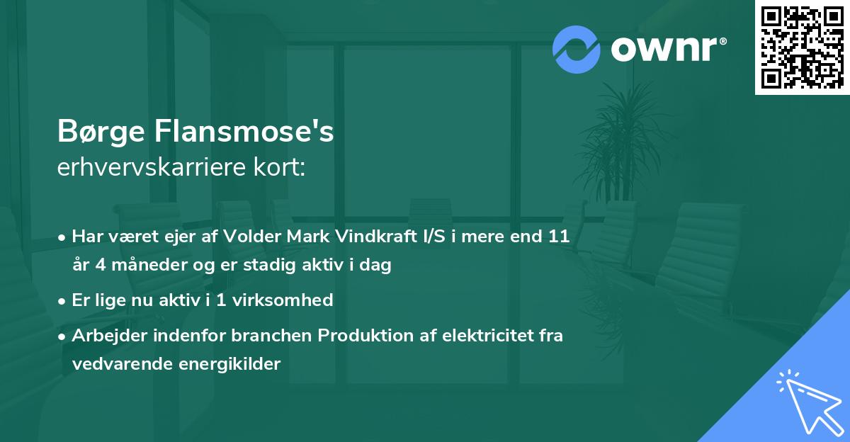 Børge Flansmose's erhvervskarriere kort
