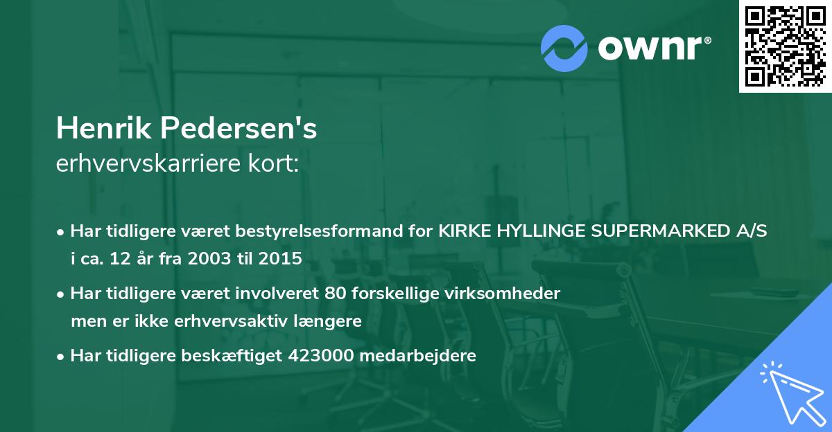 Henrik Pedersen's erhvervskarriere kort