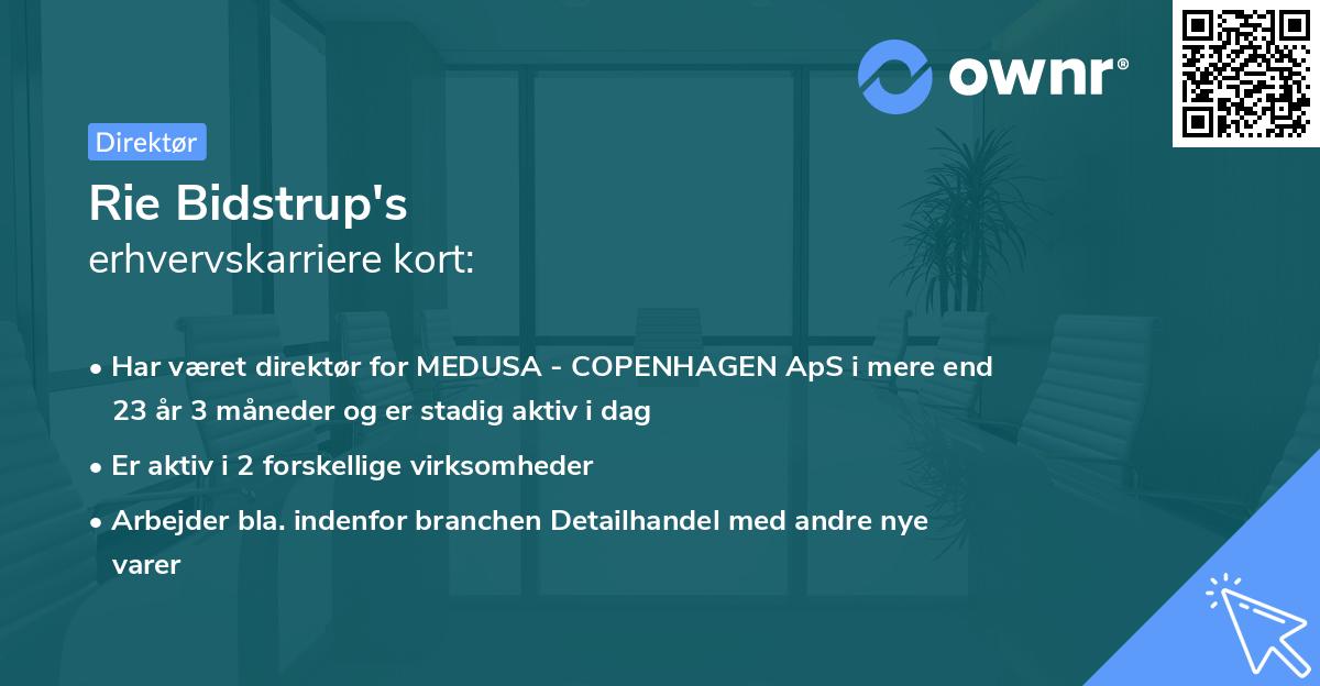 Rie Bidstrup's erhvervskarriere kort
