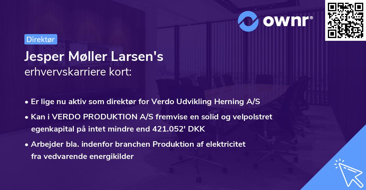 Jesper Møller Larsen's erhvervskarriere kort