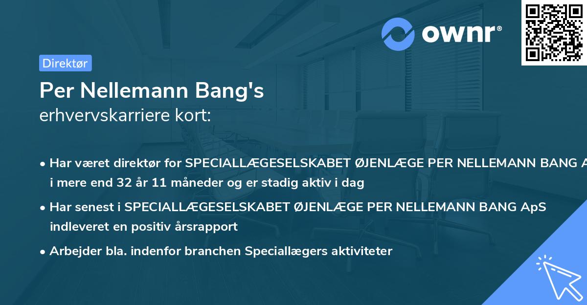 Per Nellemann Bang's erhvervskarriere kort