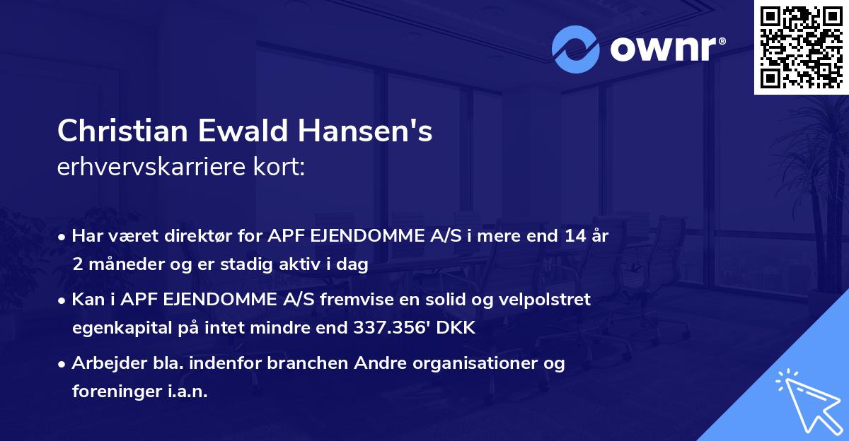 Christian Ewald Hansen's erhvervskarriere kort