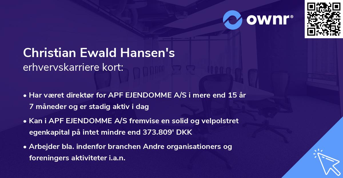 Christian Ewald Hansen's erhvervskarriere kort