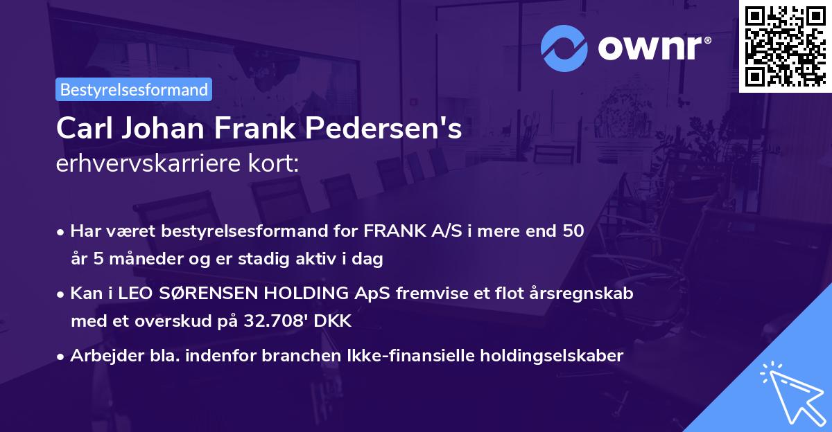 Carl Johan Frank Pedersen's erhvervskarriere kort