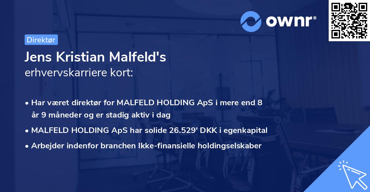 Jens Kristian Malfeld's erhvervskarriere kort