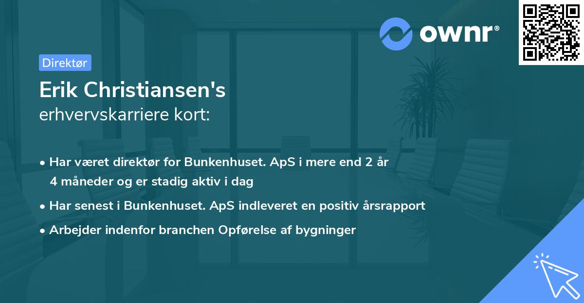 Erik Christiansen's erhvervskarriere kort