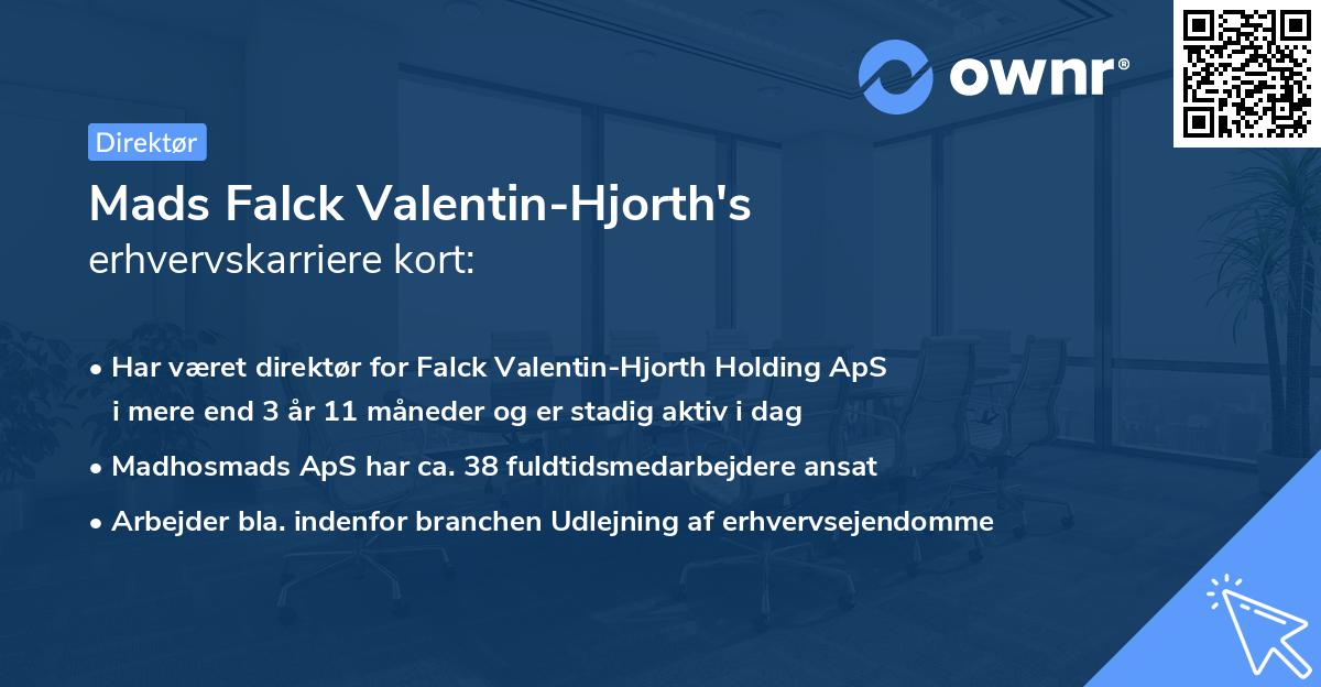 Mads Falck Valentin-Hjorth's erhvervskarriere kort