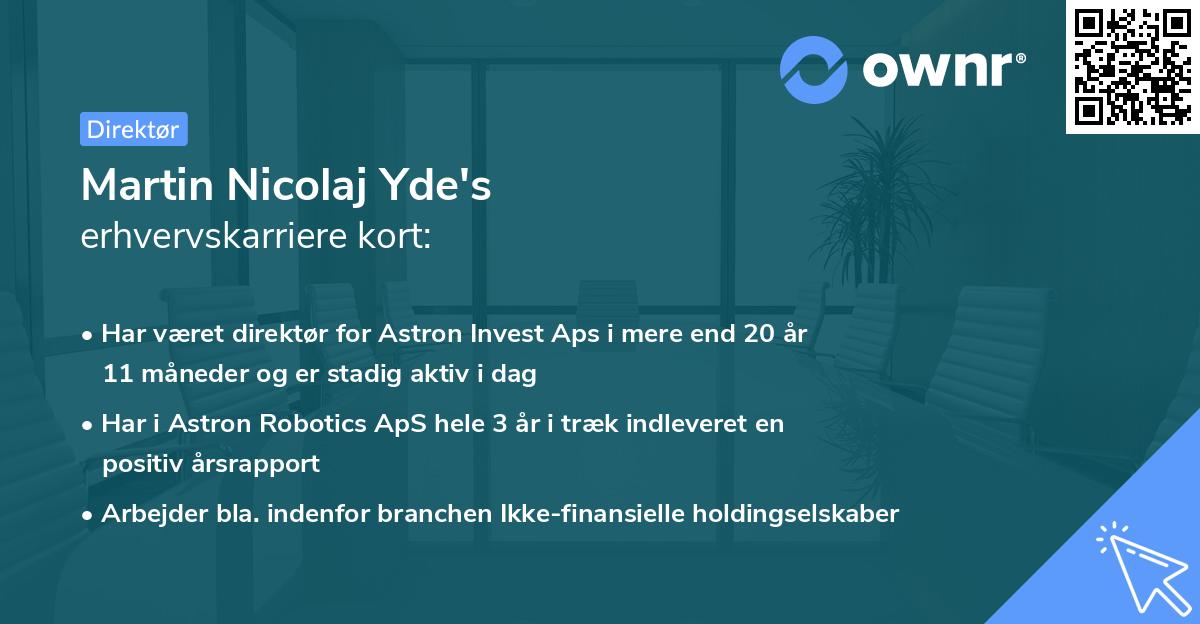 Martin Nicolaj Yde's erhvervskarriere kort