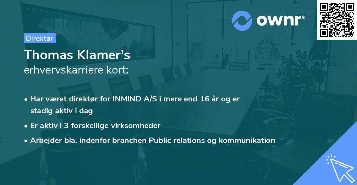 Thomas Klamer's erhvervskarriere kort