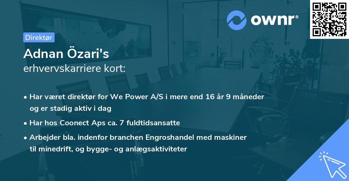 Adnan Özari's erhvervskarriere kort