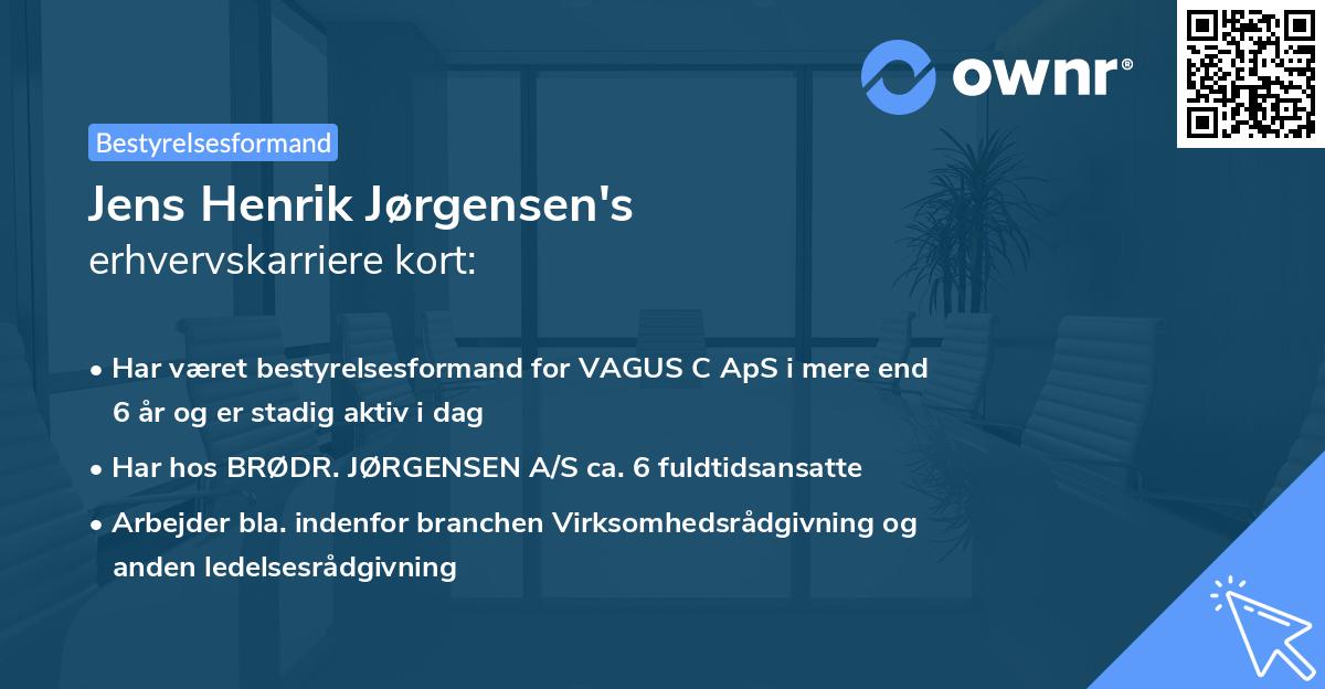 Jens Henrik Jørgensen's erhvervskarriere kort