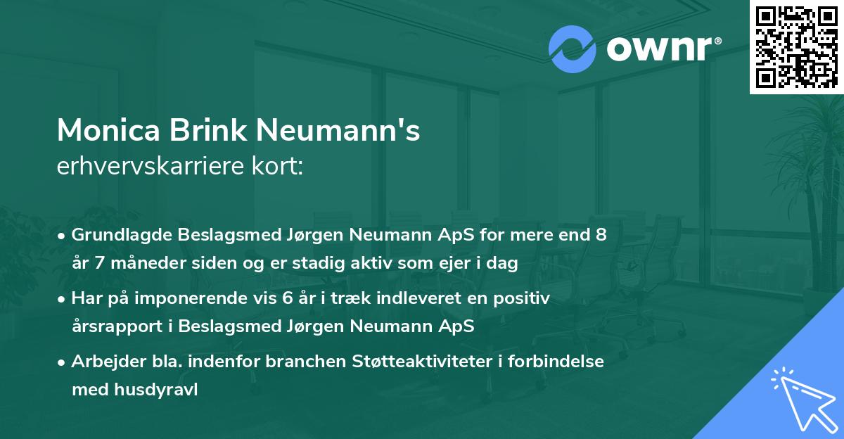 Monica Brink Neumann's erhvervskarriere kort