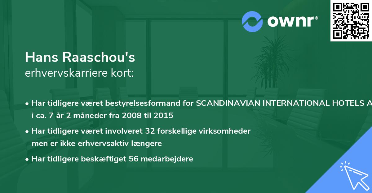 Hans Raaschou's erhvervskarriere kort