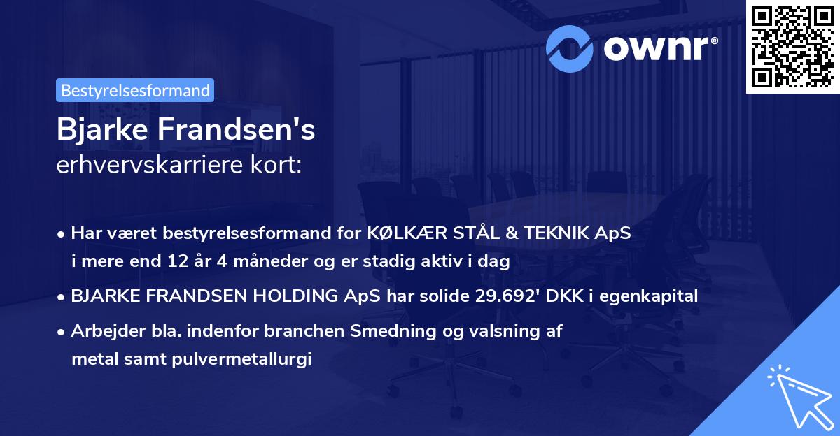 Bjarke Frandsen's erhvervskarriere kort