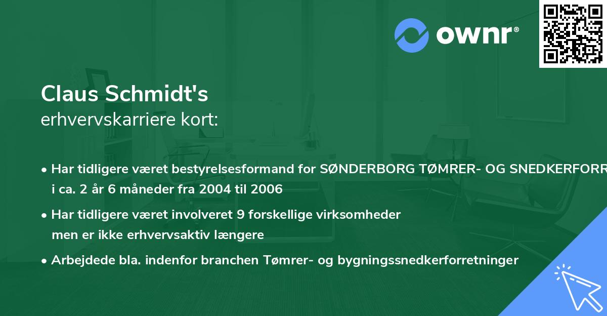 Claus Schmidt's erhvervskarriere kort