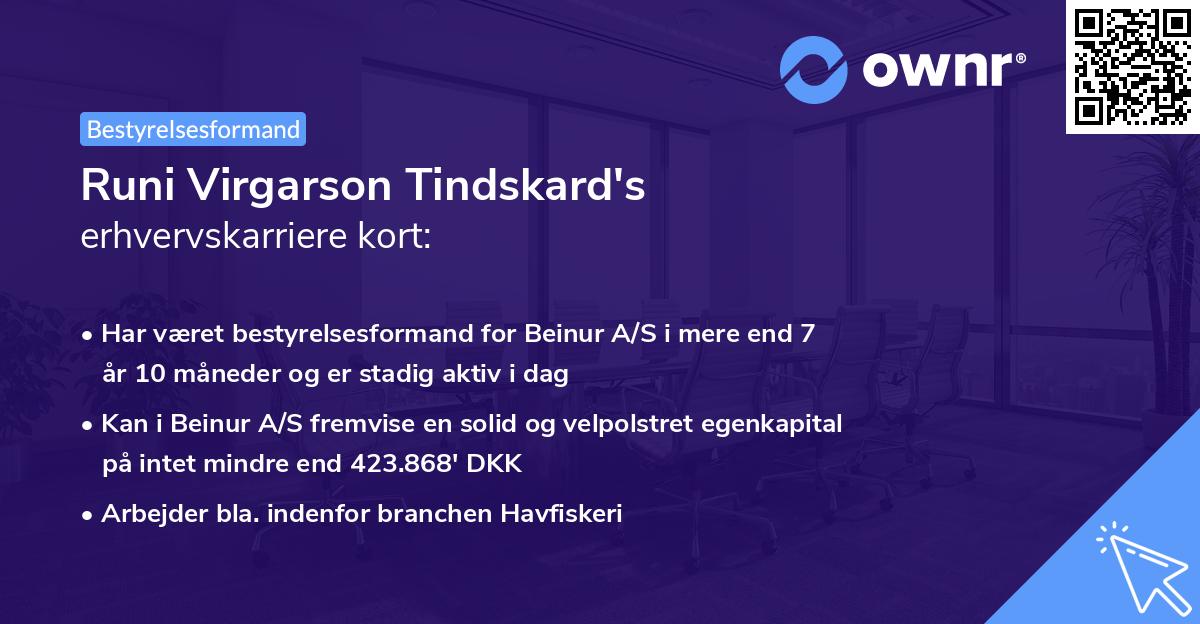 Runi Virgarson Tindskard's erhvervskarriere kort
