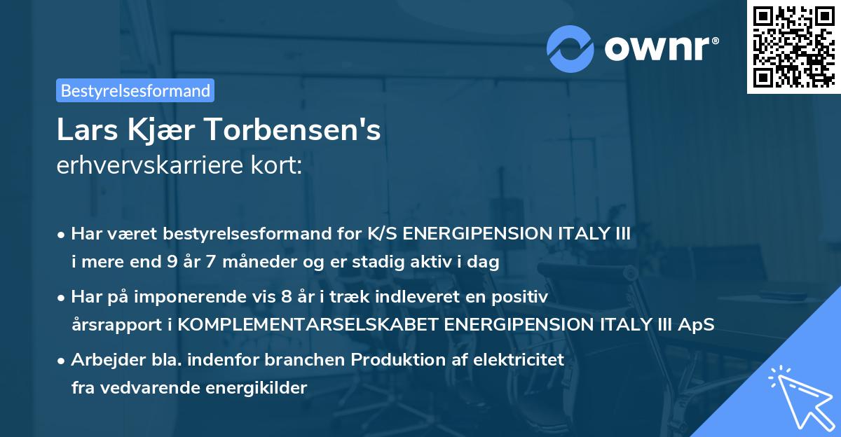 Lars Kjær Torbensen's erhvervskarriere kort