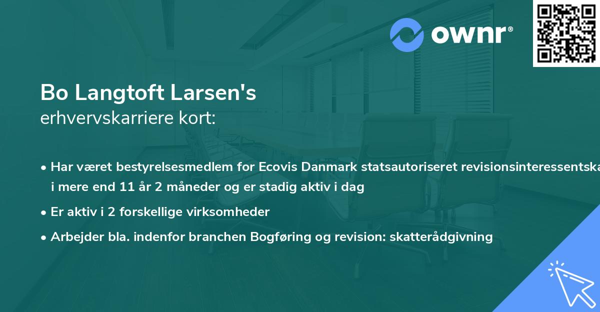 Bo Langtoft Larsen's erhvervskarriere kort