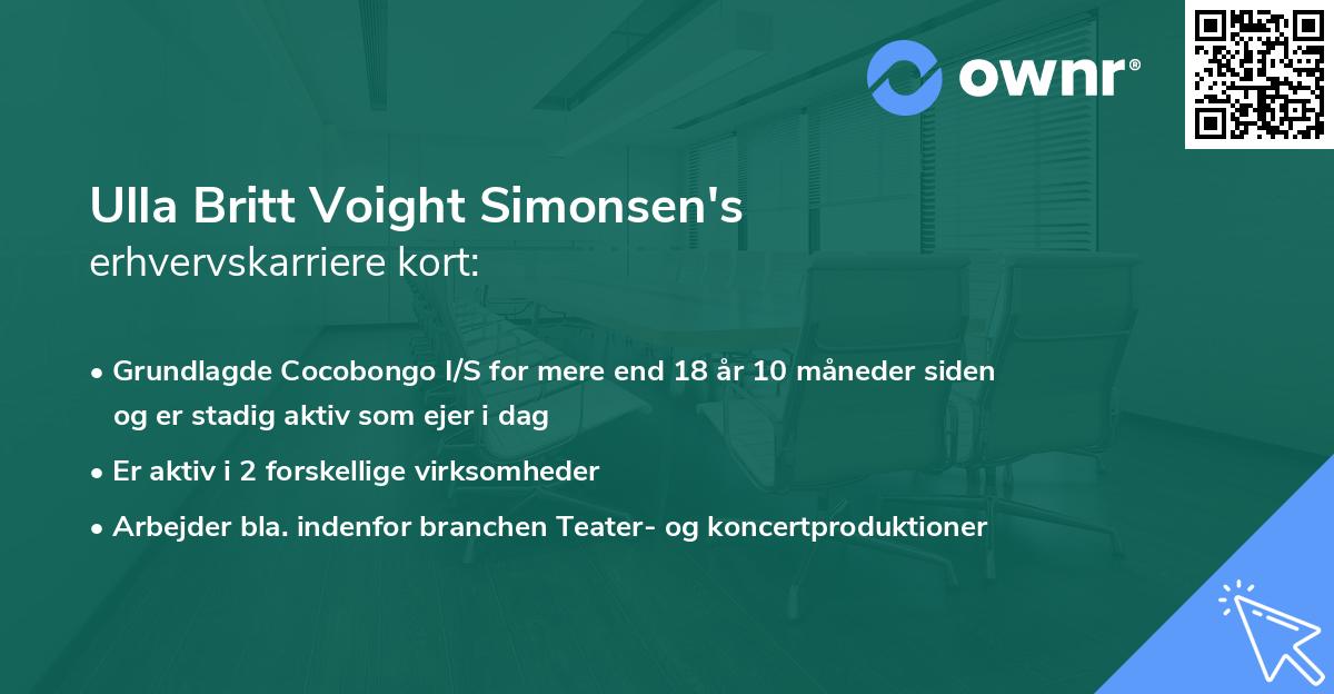 Ulla Britt Voight Simonsen's erhvervskarriere kort