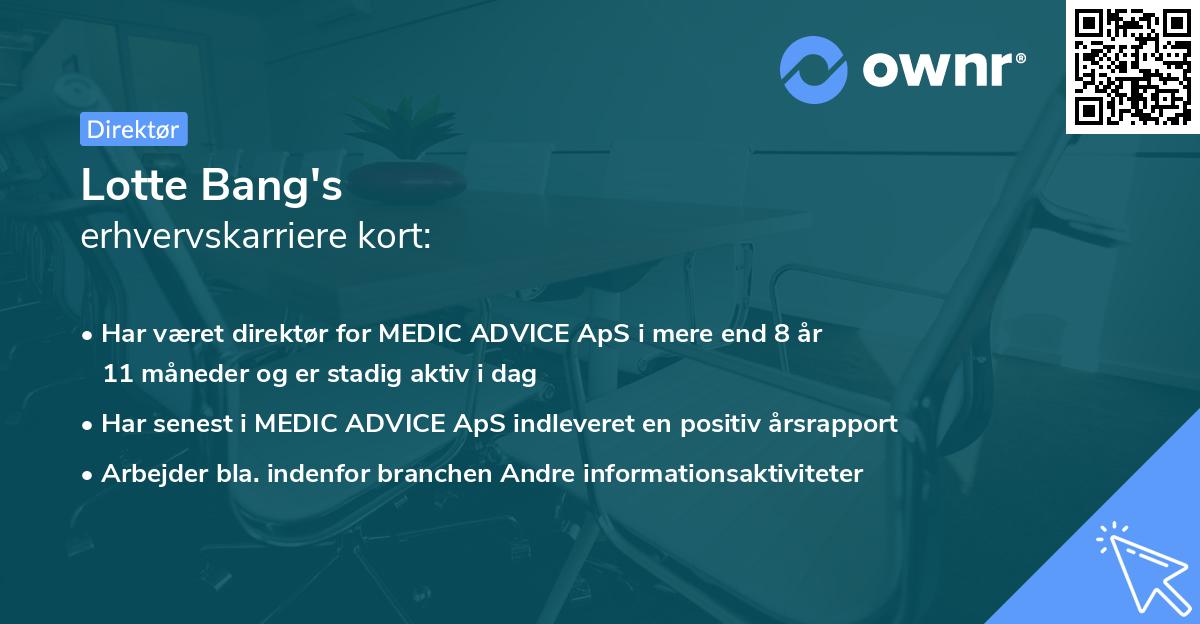 Lotte Bang's erhvervskarriere kort