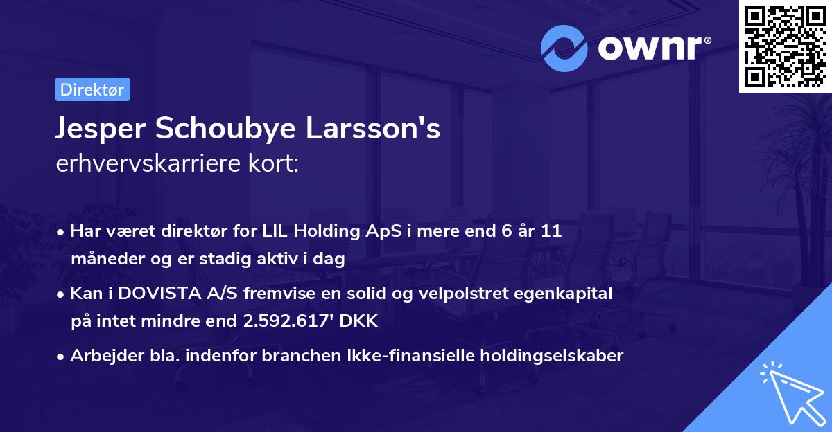 Jesper Schoubye Larsson's erhvervskarriere kort