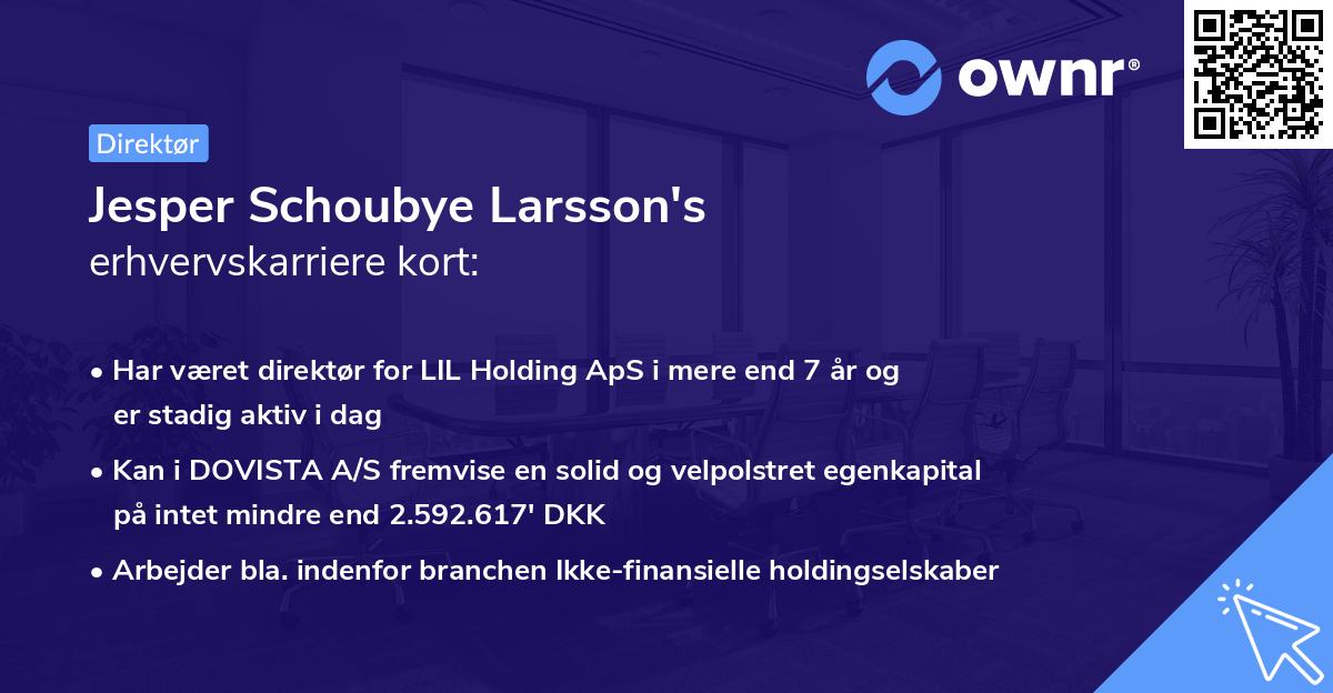 Jesper Schoubye Larsson's erhvervskarriere kort