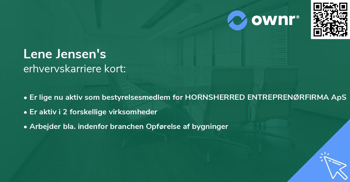 Lene Jensen's erhvervskarriere kort