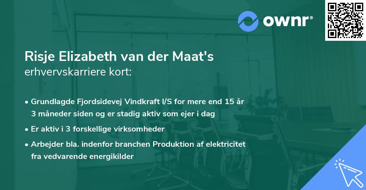 Risje Elizabeth van der Maat's erhvervskarriere kort