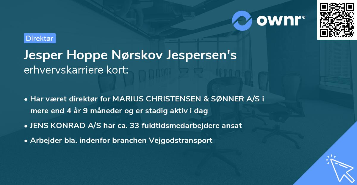 Jesper Hoppe Nørskov Jespersen's erhvervskarriere kort