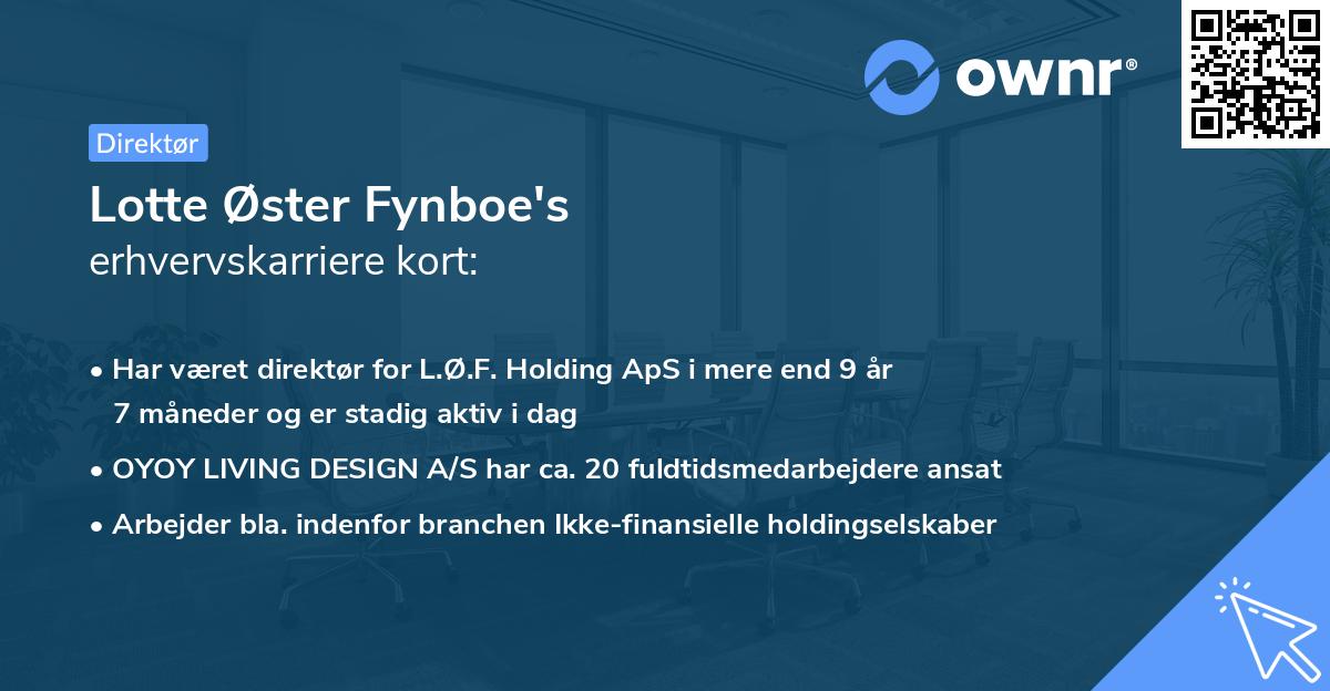 Lotte Øster Fynboe's erhvervskarriere kort