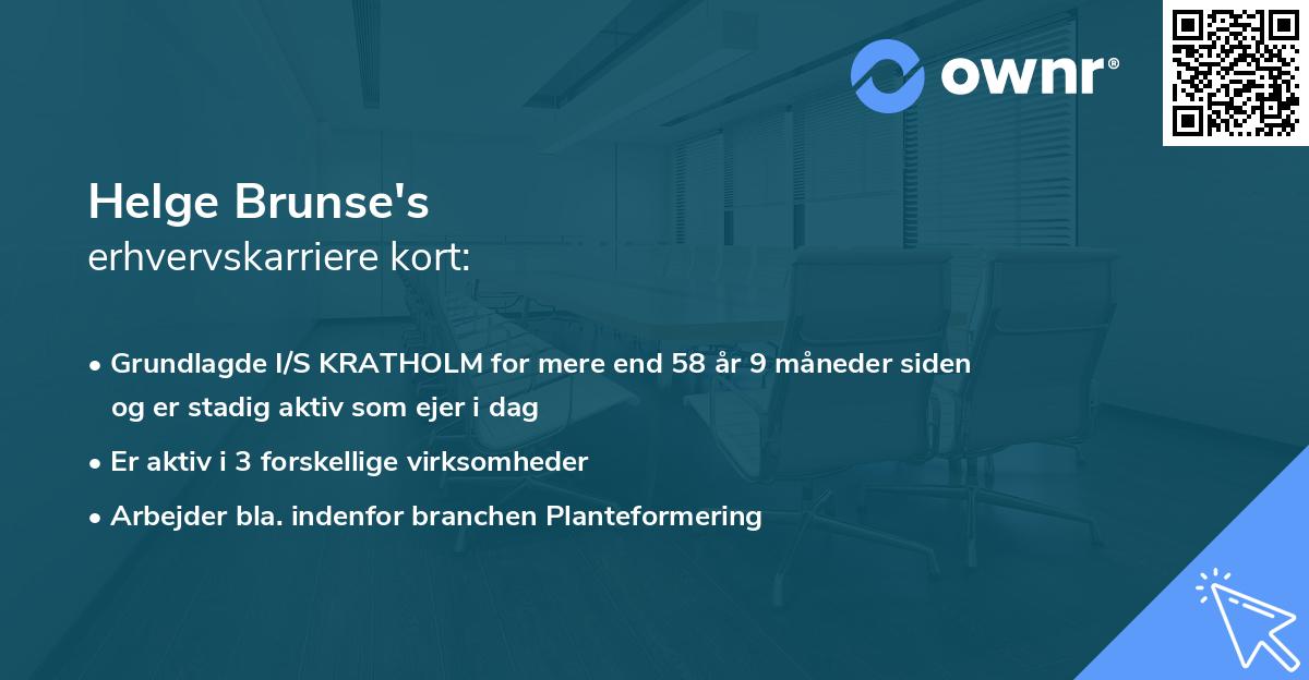 Helge Brunse's erhvervskarriere kort