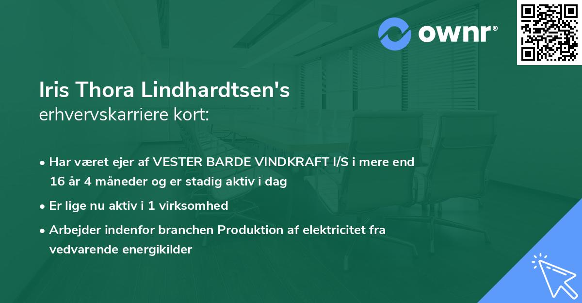 Iris Thora Lindhardtsen's erhvervskarriere kort