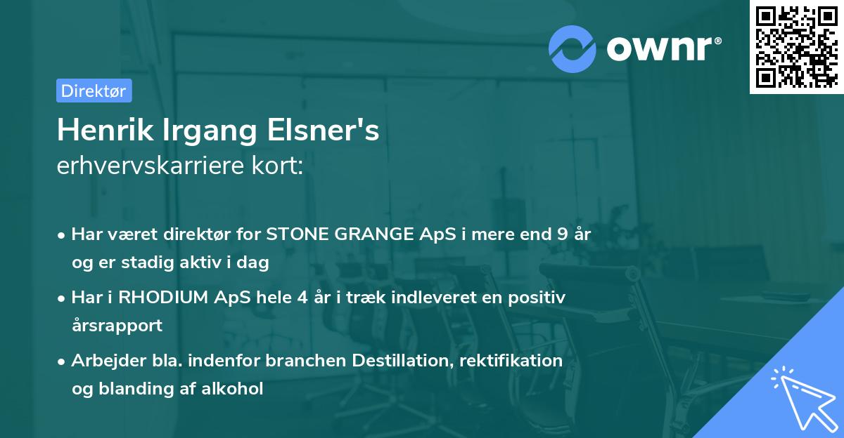 Henrik Irgang Elsner's erhvervskarriere kort