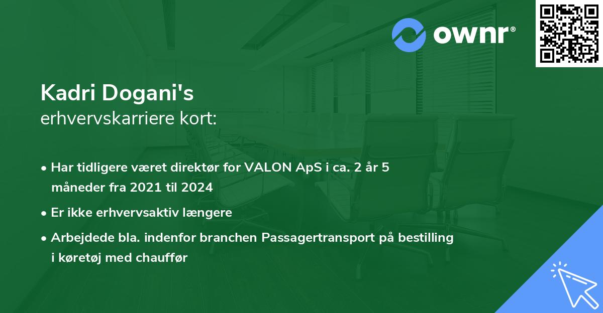 Kadri Dogani's erhvervskarriere kort