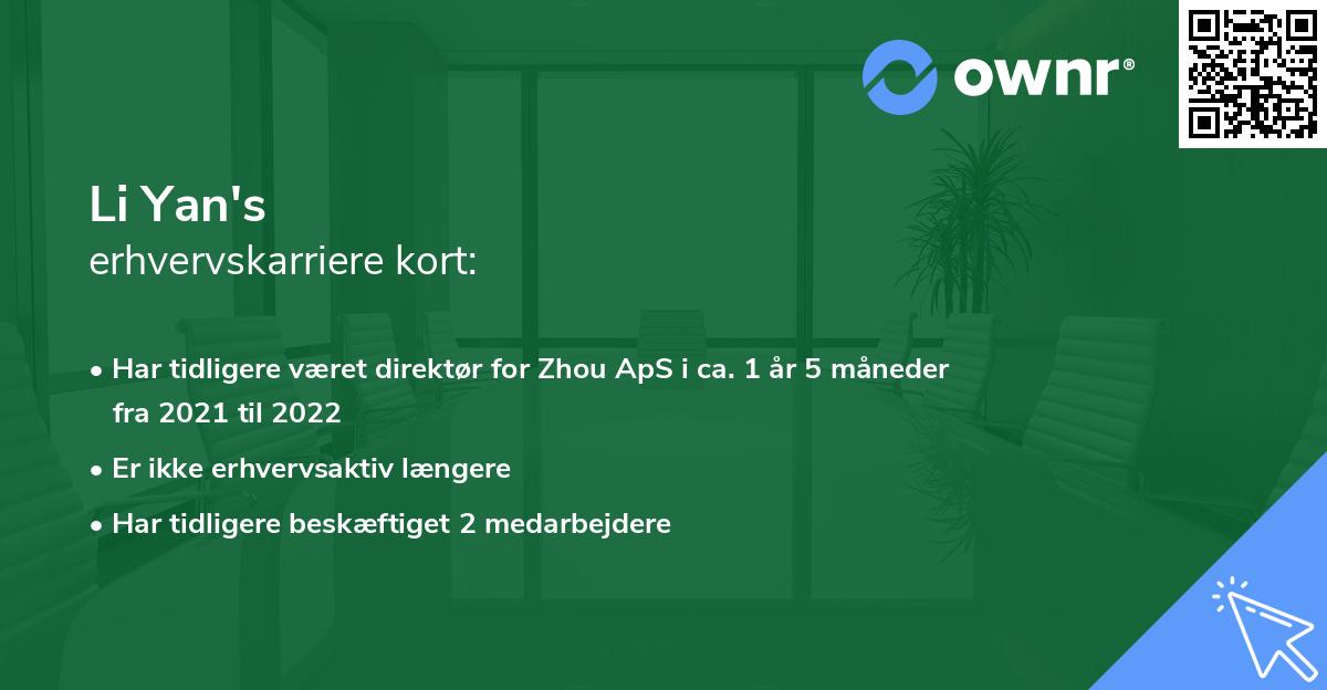 Li Yan's erhvervskarriere kort