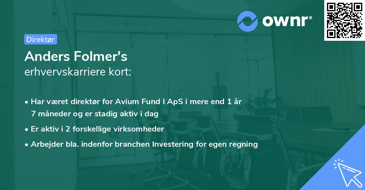 Anders Folmer's erhvervskarriere kort
