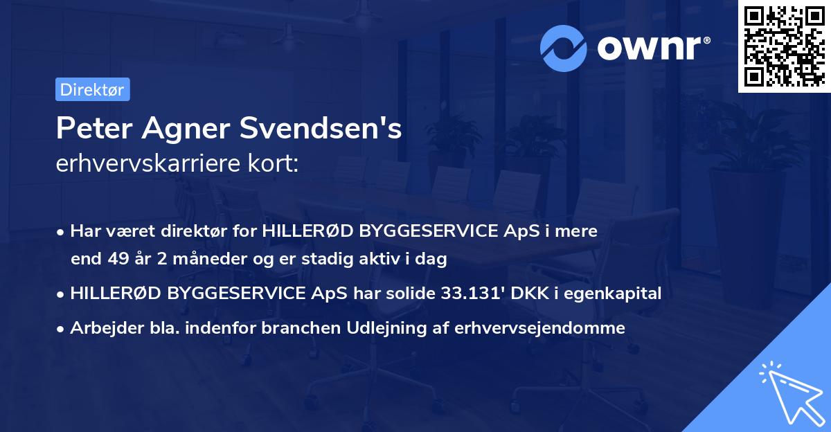 Peter Agner Svendsen's erhvervskarriere kort